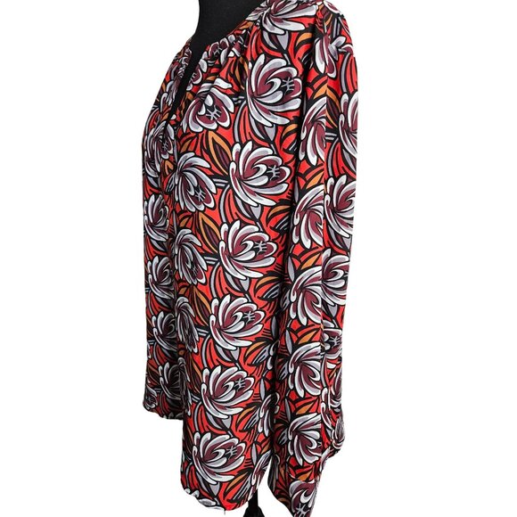 Loft Floral Print Long Sleeve Pullover Tunic Top Size L Colorful Lightweight - Picture 5 of 11